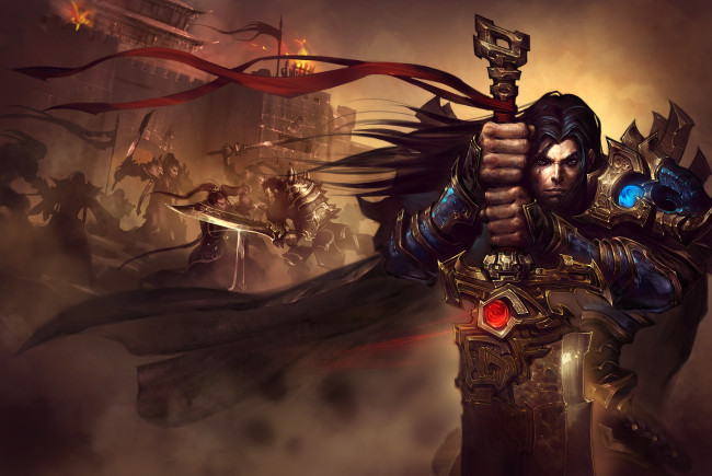 Обои картинки фото фэнтези, люди, меч, взгляд, воин, арт, фантастика, сражение, броня, доспехи, руки