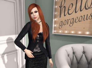 Картинка 3д+графика люди+ people девушка взгляд фон рыжая интерьер