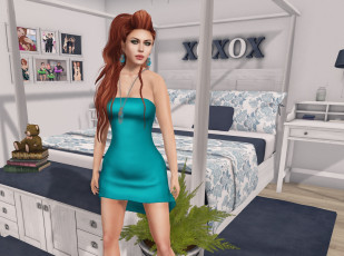 Картинка 3д+графика люди+ people девушка взгляд фон рыжая интерьер