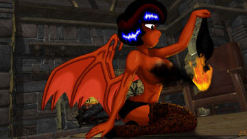 Картинка рисованное -+другое kally демон фон взгляд девушка