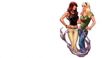 Картинка рисованное комиксы девушки взгляд фон spider-man