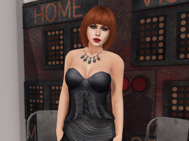 Обои картинки фото 3д графика, люди , people, девушка, взгляд, фон, рыжая, интерьер