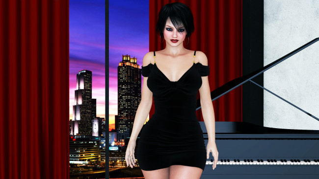 Обои картинки фото 3д графика, люди , people, девушка, фон, взгляд