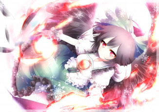 Картинка аниме touhou девушка взгляд фон