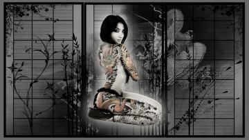 Картинка разное компьютерный+дизайн тату взгляд фон девушка