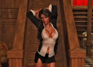 обоя 3д графика, люди , people, фон, взгляд, девушка