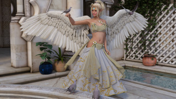 Картинка 3д+графика ангел+ angel фон взгляд девушка