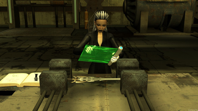 Обои картинки фото 3д графика, фантазия , fantasy, девушка, взгляд, фон