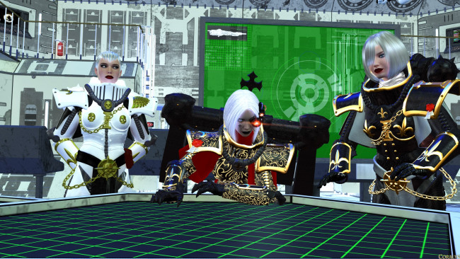 Обои картинки фото 3д графика, фантазия , fantasy, девушки, взгляд, фон