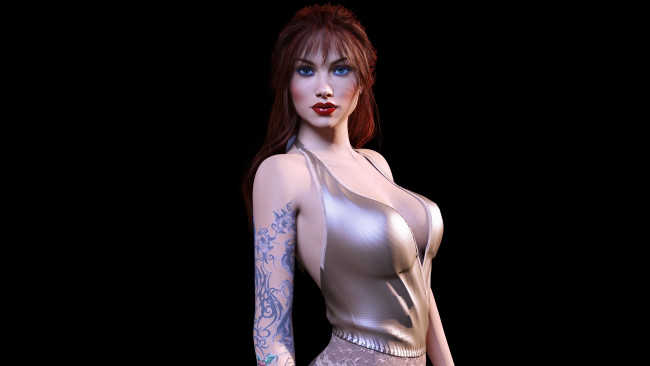 Обои картинки фото 3д графика, люди , people, девушка, взгляд, фон