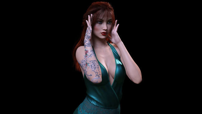 Обои картинки фото 3д графика, люди , people, девушка, взгляд, фон