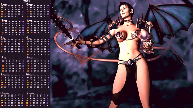 Обои картинки фото календари, фэнтези, оружие, крылья, девушка