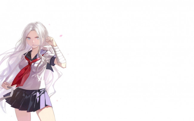 Обои картинки фото аниме, unknown,  другое , галстук, форма, бинты, девушка