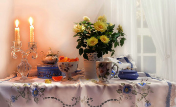 Картинка еда натюрморт свечи розы мармелад