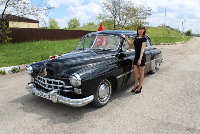 Обои картинки фото зим, автомобили, -авто с девушками, газ, автомобиль