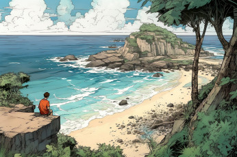 Картинка аниме пейзажи +природа побережье