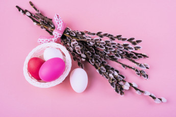 Картинка праздничные пасха ветки верба яйца