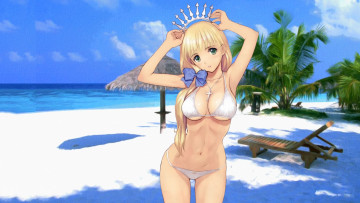 Картинка аниме shining tears wind пляж девушка