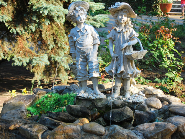 Обои картинки фото города, фонтаны, дети