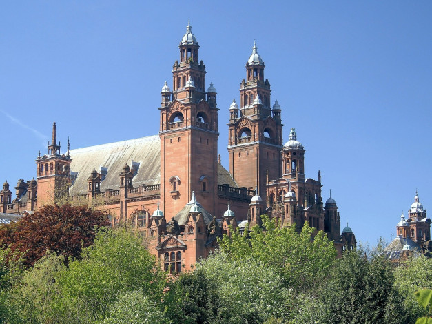 Обои картинки фото художественный, музей, келвингров, глазго, шотландия, города, здания, дома, башни