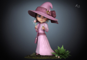 Картинка 3д графика elves эльфы девушка шляпа папоротник