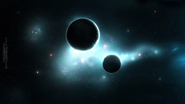 Обои картинки фото космос, арт, туманность, звезды, свечение, планеты, satellite