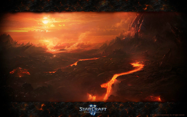 Обои картинки фото starcraft, ii, wings, of, liberty, видео, игры, лава
