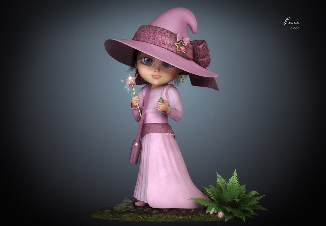 Обои картинки фото 3д, графика, elves, эльфы, девушка, шляпа, папоротник