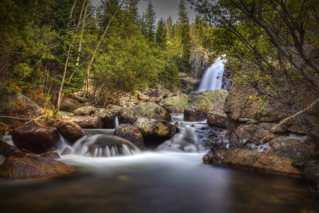 Обои картинки фото природа, водопады, водопад, лес, река