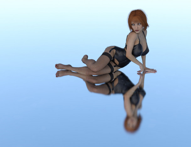 Обои картинки фото 3д графика, люди , people, отражение, фон, взгляд, девушка