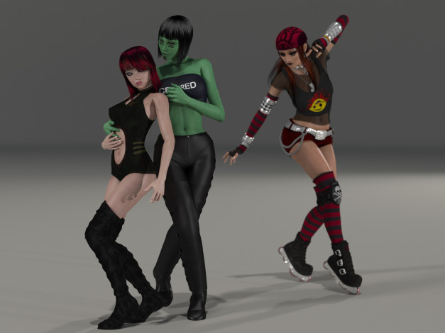 Обои картинки фото 3д графика, фантазия , fantasy, фон, взгляд, девушки