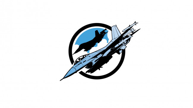 Обои картинки фото рисованное, авиация, полёт, истребитель, многоцелевой, f-16