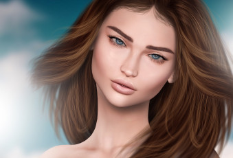 Картинка 3д+графика портрет+ portraits портрет лицо девушка