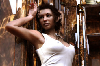 Картинка 3д+графика люди+ people девушка взгляд фон