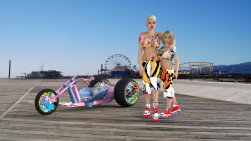 Картинка 3д+графика люди-авто мото+ people-+car+ +moto фон взгляд девушки