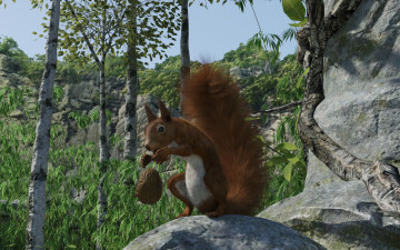 Картинка 3д+графика животные+ animals белка