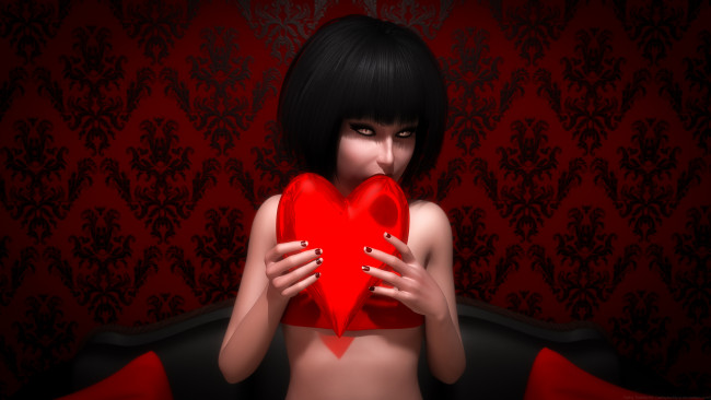 Обои картинки фото 3д графика, люди , people, фон, взгляд, девушка