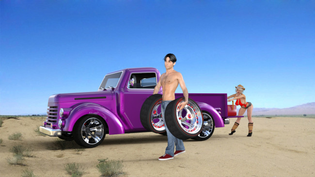 Обои картинки фото 3д графика, люди-авто, мото , people- car ,  moto, взгляд, девушки, фон