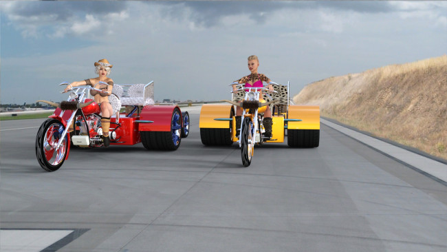 Обои картинки фото 3д графика, люди-авто, мото , people- car ,  moto, фон, взгляд, девушки