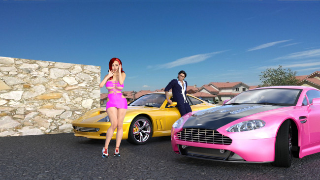 Обои картинки фото 3д графика, люди-авто, мото , people- car ,  moto, фон, взгляд, девушка