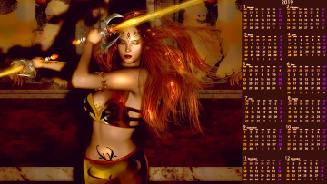 Картинка календари 3д-графика оружие упражнение девушка воительница