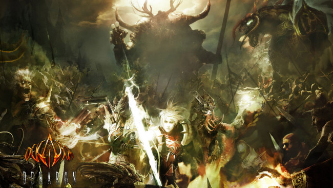 Обои картинки фото видео игры, 2 moons , dekarun, битва, люди, демоны