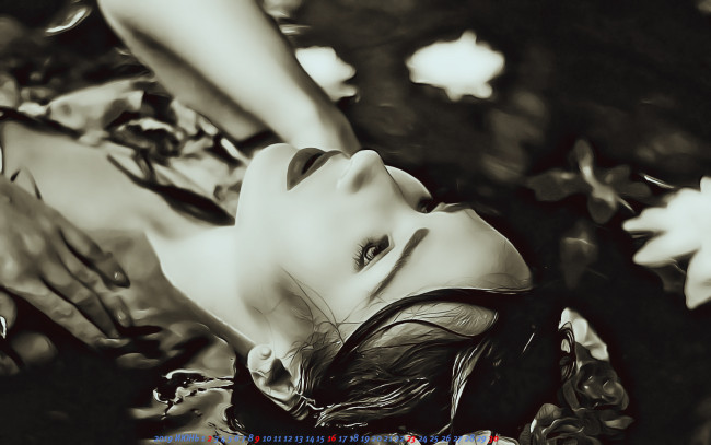 Обои картинки фото календари, компьютерный дизайн, девушка, лицо, лежать