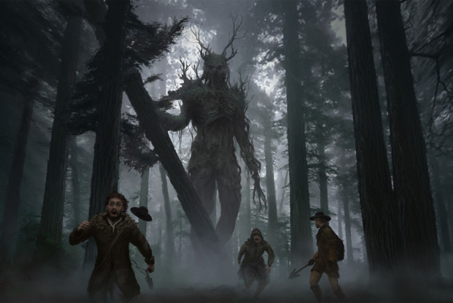 Обои картинки фото фэнтези, иные миры,  иные времена, люди, лес, фон, существо