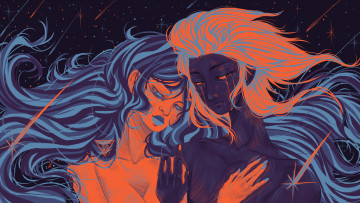 Картинка рисованное люди пара звезды