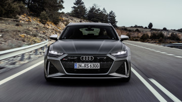 обоя audi rs 6 avant, автомобили, audi, серый, скорость, дорога