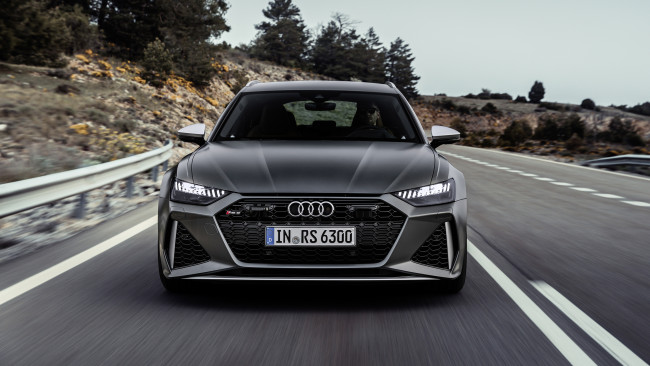 Обои картинки фото audi rs 6 avant, автомобили, audi, серый, скорость, дорога