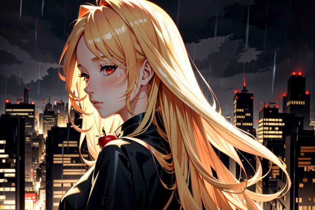 Обои картинки фото аниме, город,  улицы,  интерьер,  здания, нейросети, графика, нейроарт, ai, art, нейронные, сети, рисунки, нейро, искусство, девушка