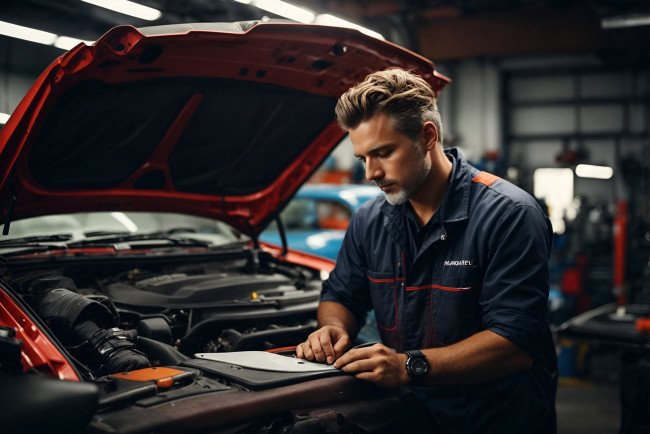 Обои картинки фото 3д графика, люди-авто, мото , people- car ,  moto, автомеханик