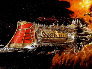 Картинка фэнтези космические корабли звездолеты станции